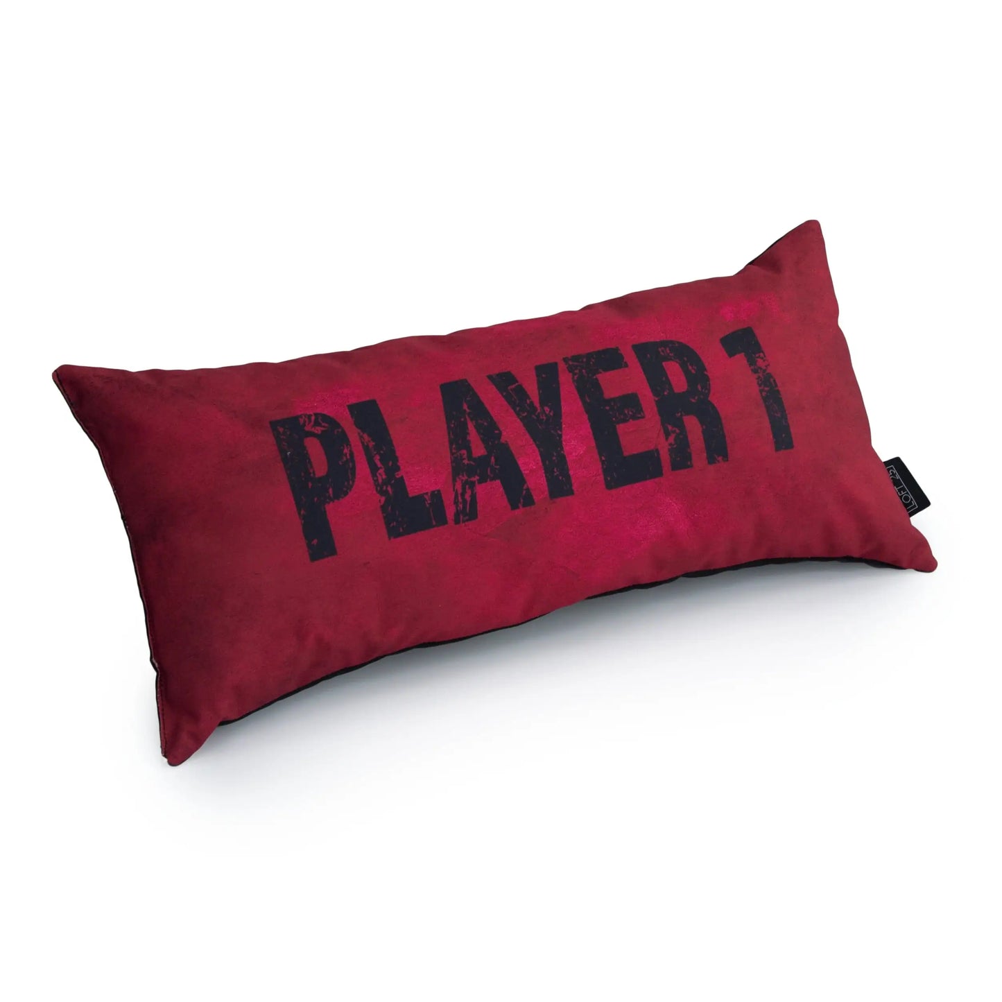 A red pillow with the text "PLAYER 1" written on it.