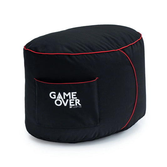 A black ottoman with red trim and a "GAME OVER" logo.