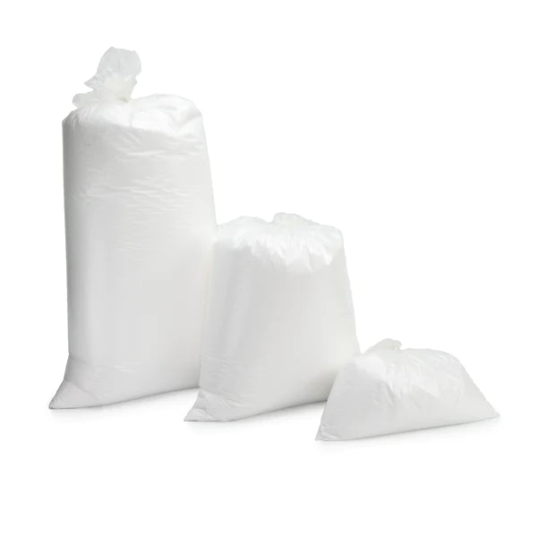 Three white polystyrene beans bag.