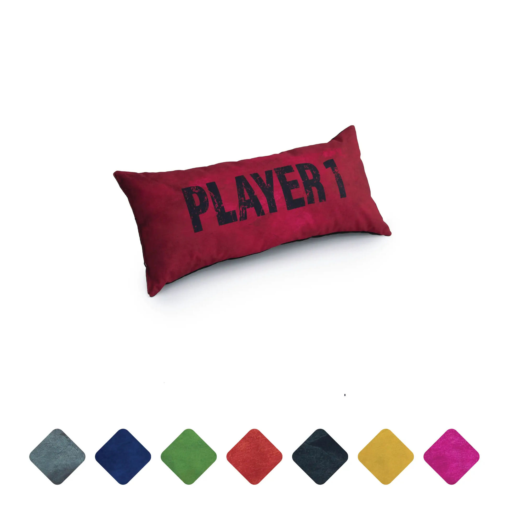 A red pillow with the text "PLAYER 1" written on it.