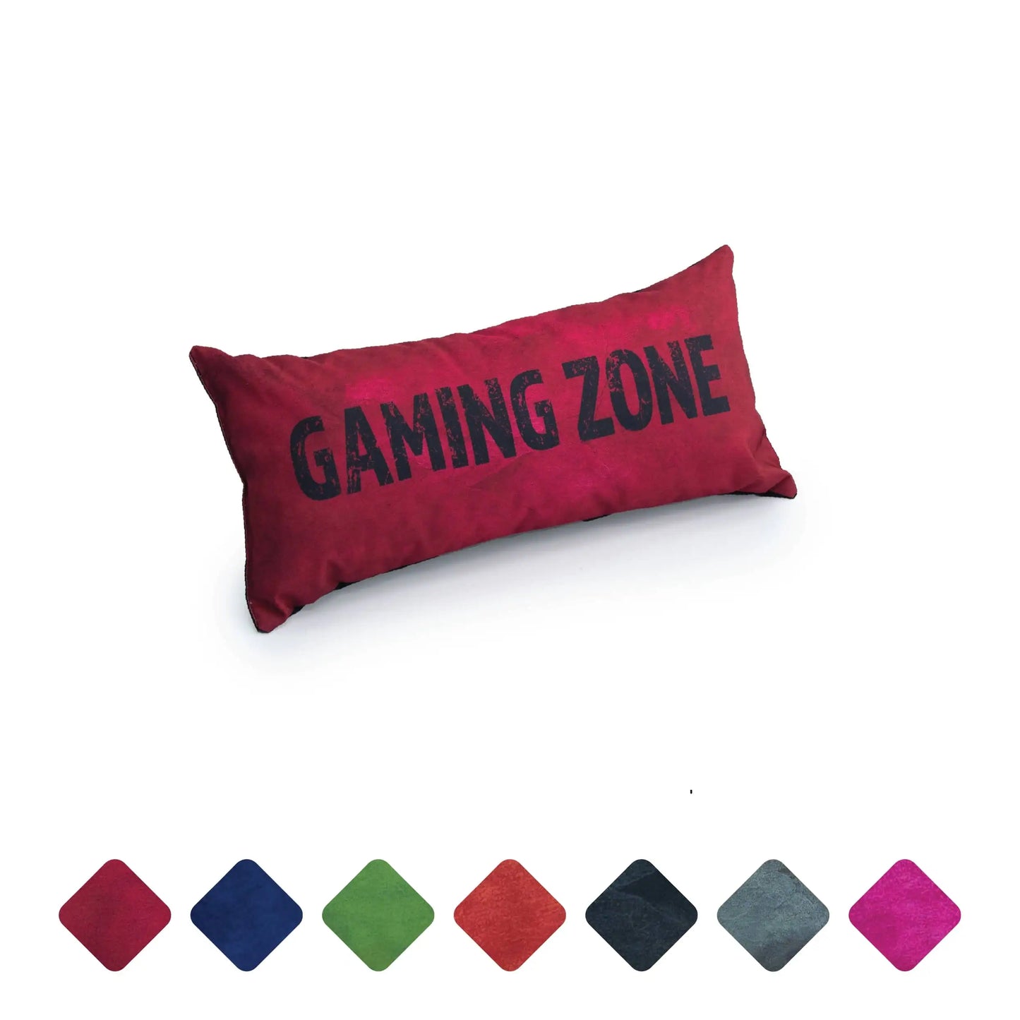 A red pillow with the words "GAMING ZONE" written on it.