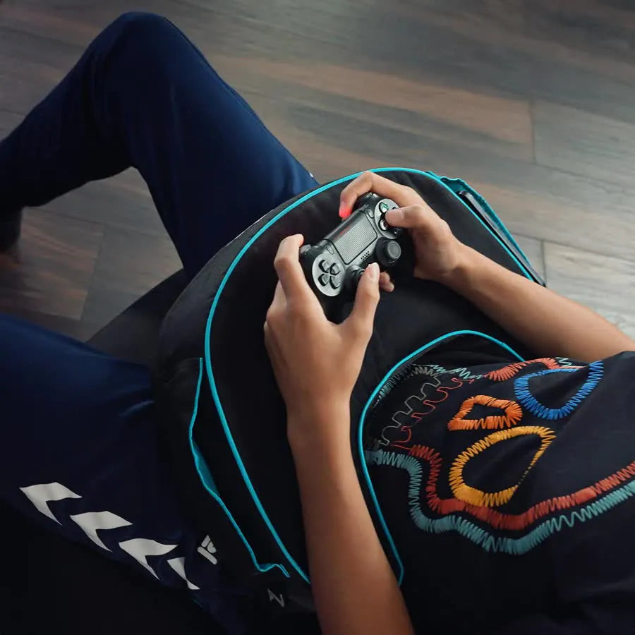 Person playing game console