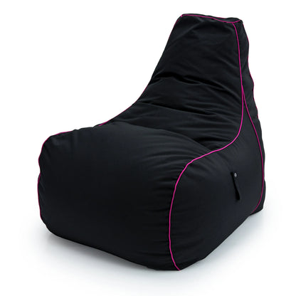 Black and pink bean bag chair on white background