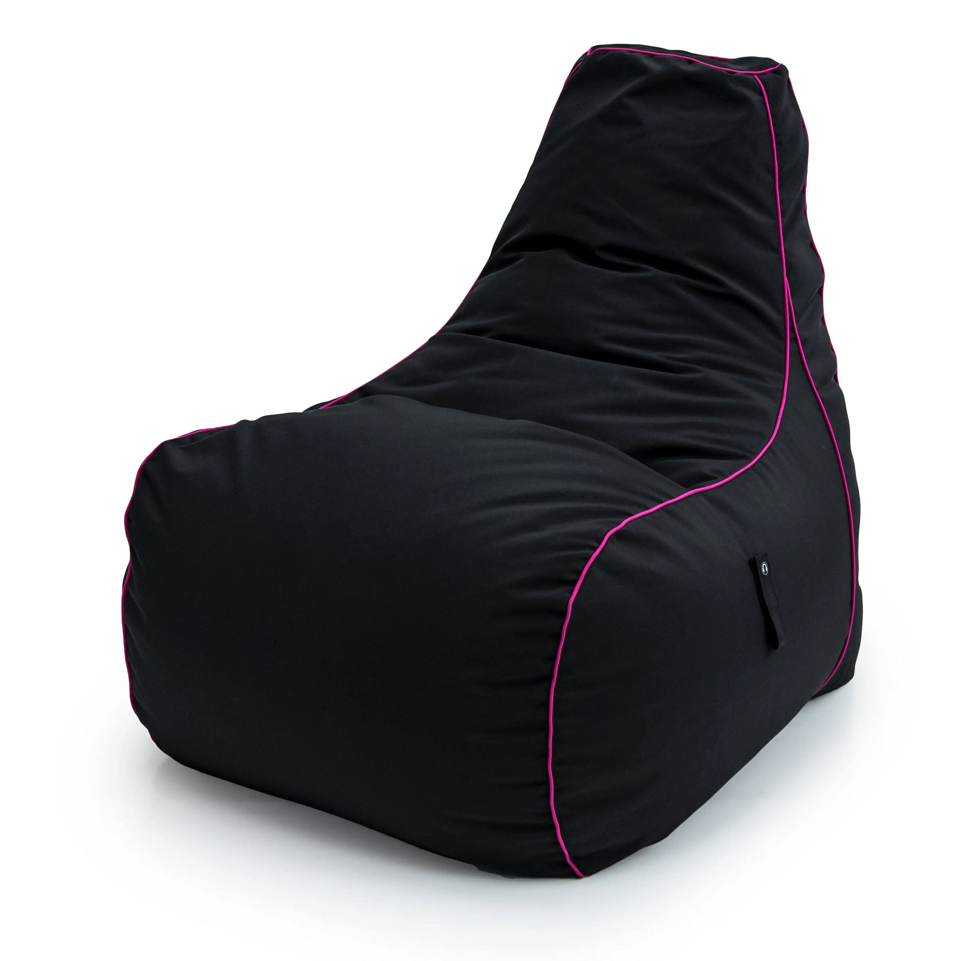 Bean bag chair with pink stitching