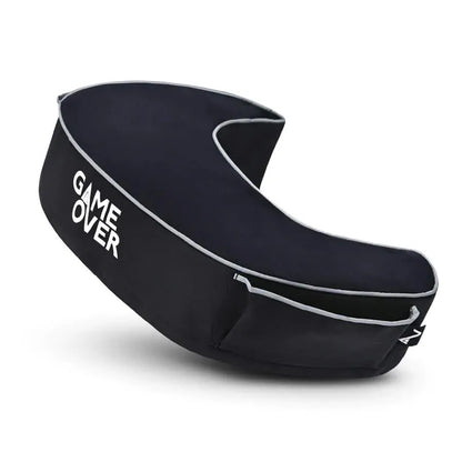 Gamer pillow with white text "GAME OVER"